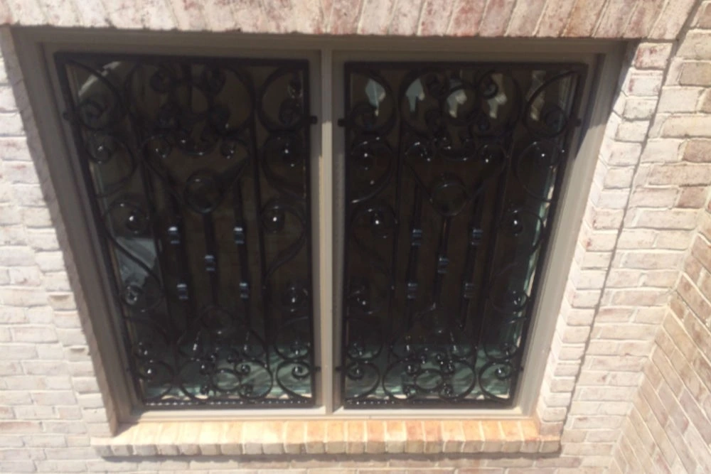 Photo of black metal window bar decorations